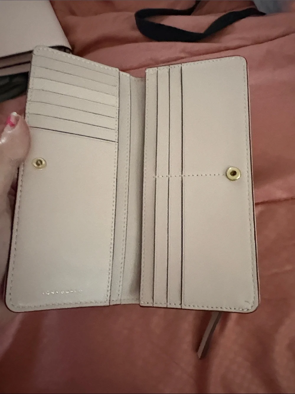 Tory Burch Quilted Zip-Around Wallet in Off-White